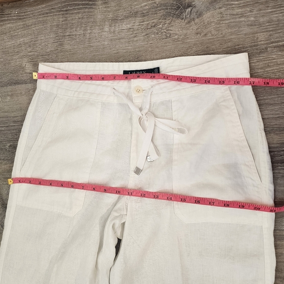 Ralph Lauren, White Linen, wide leg pants. Size 6 - Picture 6 of 9